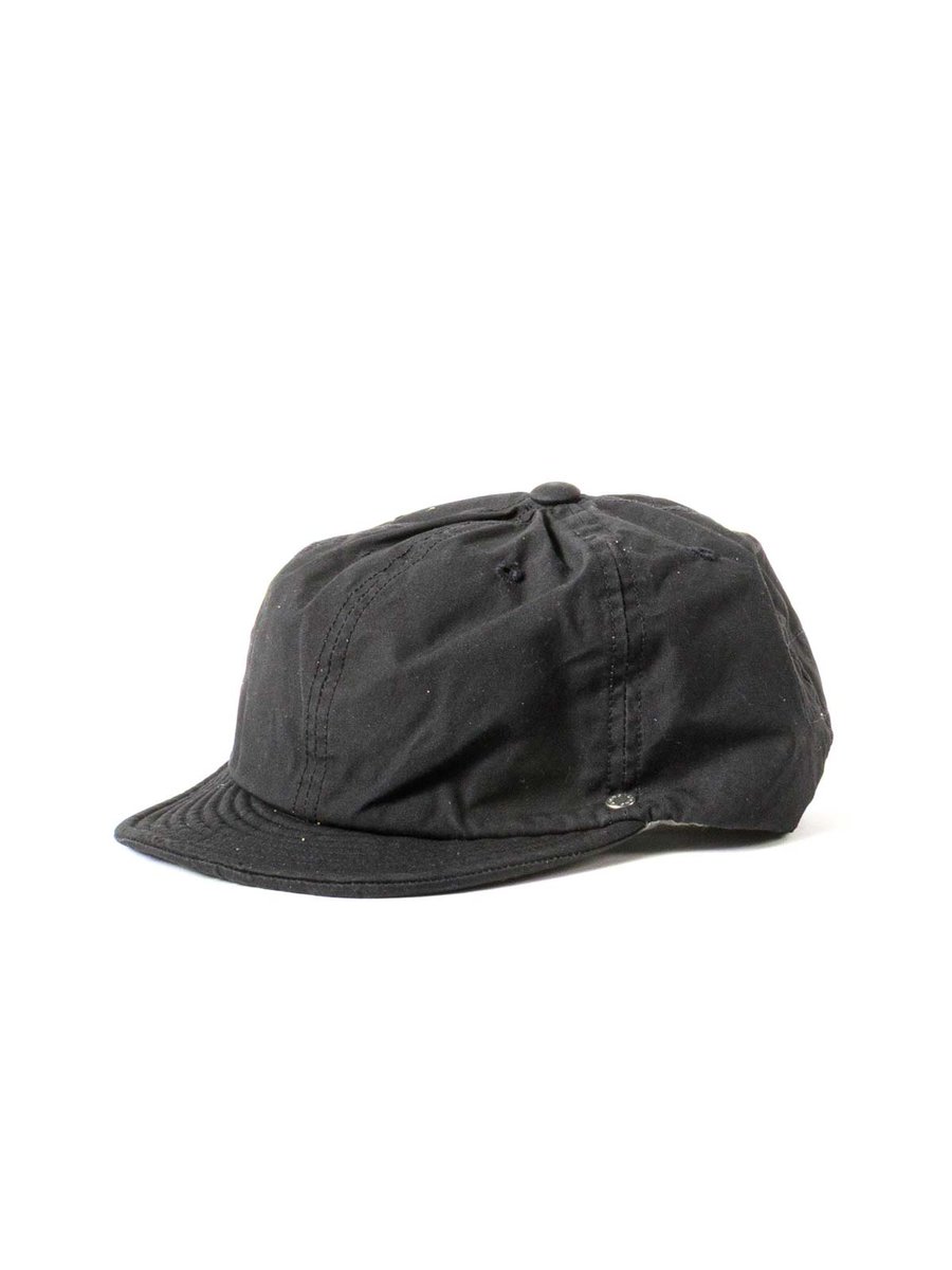 WAXED COTTON BALL CAP LEATHER BUCKLE BLACK