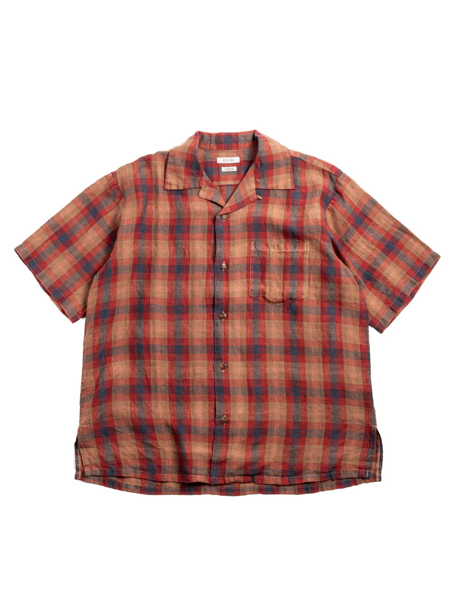 (SV&ndash;SH&ndash;034) LINEN OPEN COLLAR SHIRT ORANGE
