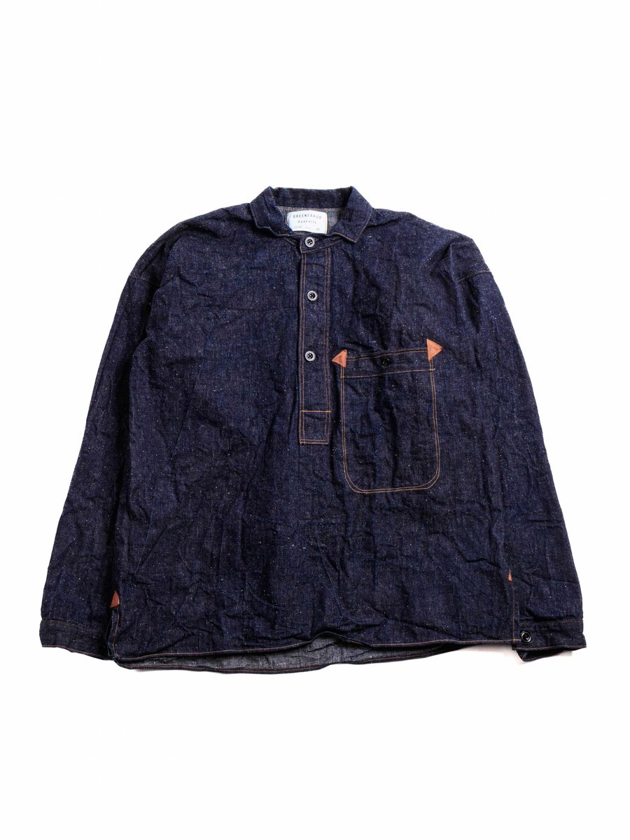 (LOT 2213) GREENEBAUM 1880 HEAVY LEATHER BOUND JUMPER INDIGO DENIM