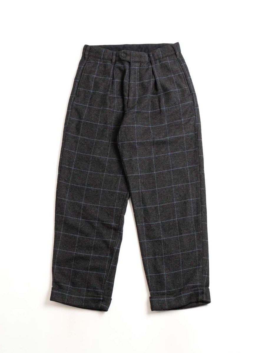 CARLYLE PANT CHARCOAL LT. BLUE WOOL POLY WINDOWPANE