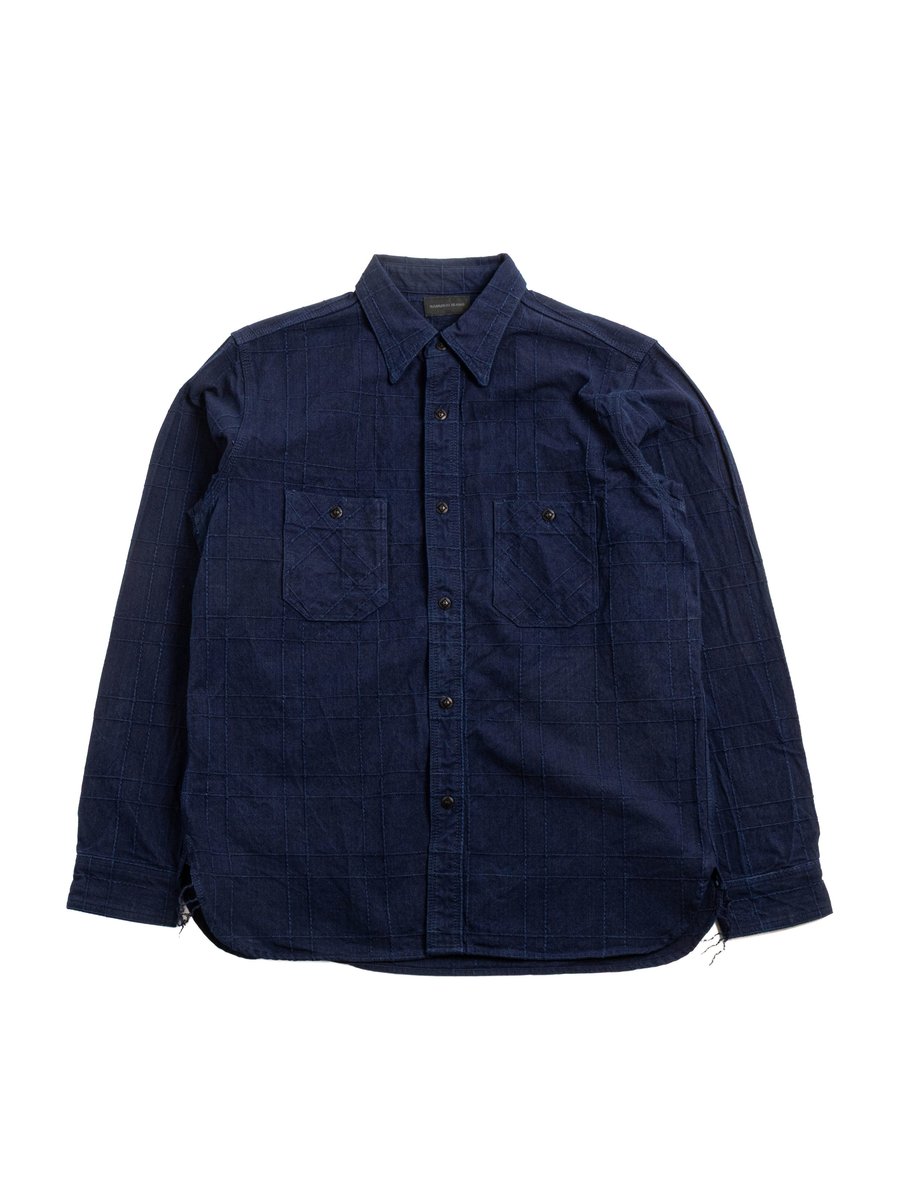 (SSS26&ndash;ARSW) LATTICE SASHIKO WORK SHIRT NATURAL INDIGO