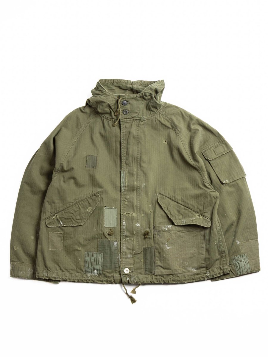 H.UNIT KHAKI HBT HOODED PARKA (CUSTOMISED)
