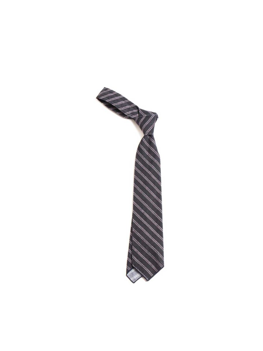 NECK TIE NAVY REGIMENTAL STRIPE PRINTED CORDUROY