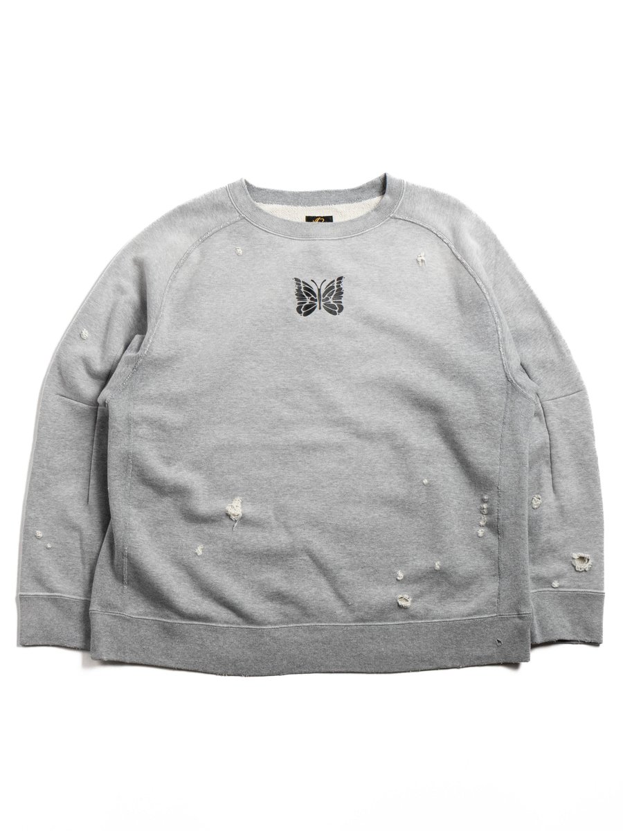 NEEDLES DECONSTRUCTED SWEAT SHIRT H.GREY