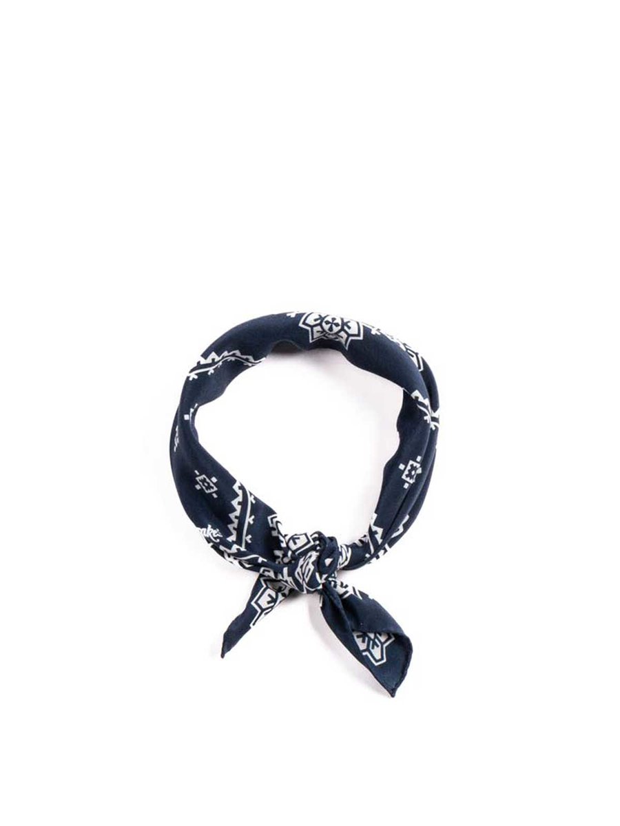 NAVY TRADITIONAL PRINT SILK BANDANA