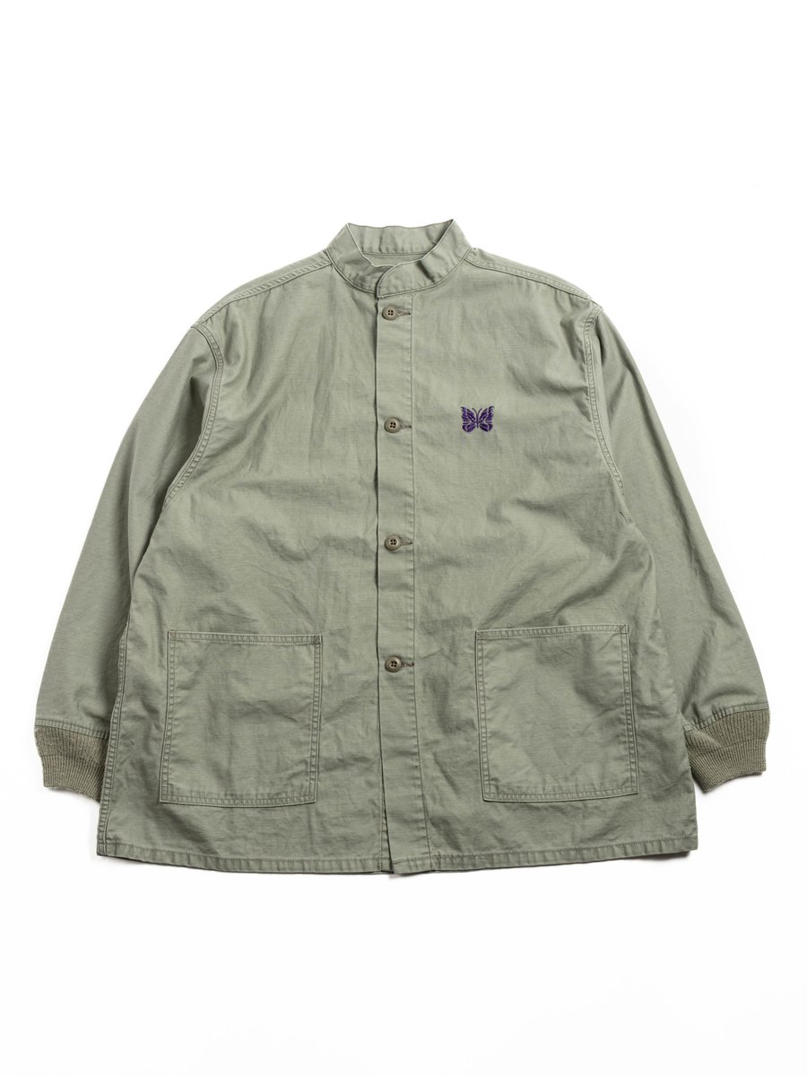NEEDLES ARMY SHIRT REVERSE SATEEN OLIVE