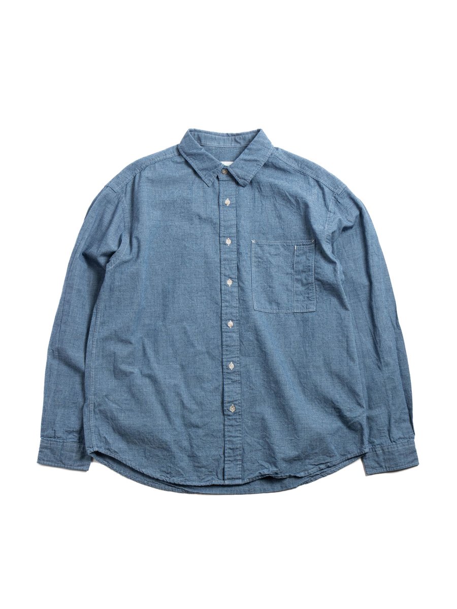 HORLISUN MAILI DENIM MINI CHECK SHIRT BLUE