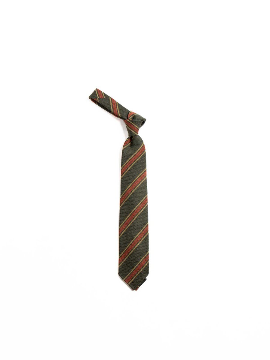 TRIPLE STRIPE WOOL TIE – GREEN/YELLOW/RED