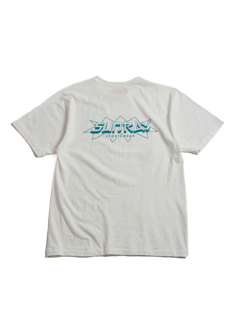 HALEIWA S/S T–SHIRT OFF WHITE / BLUE PRINT