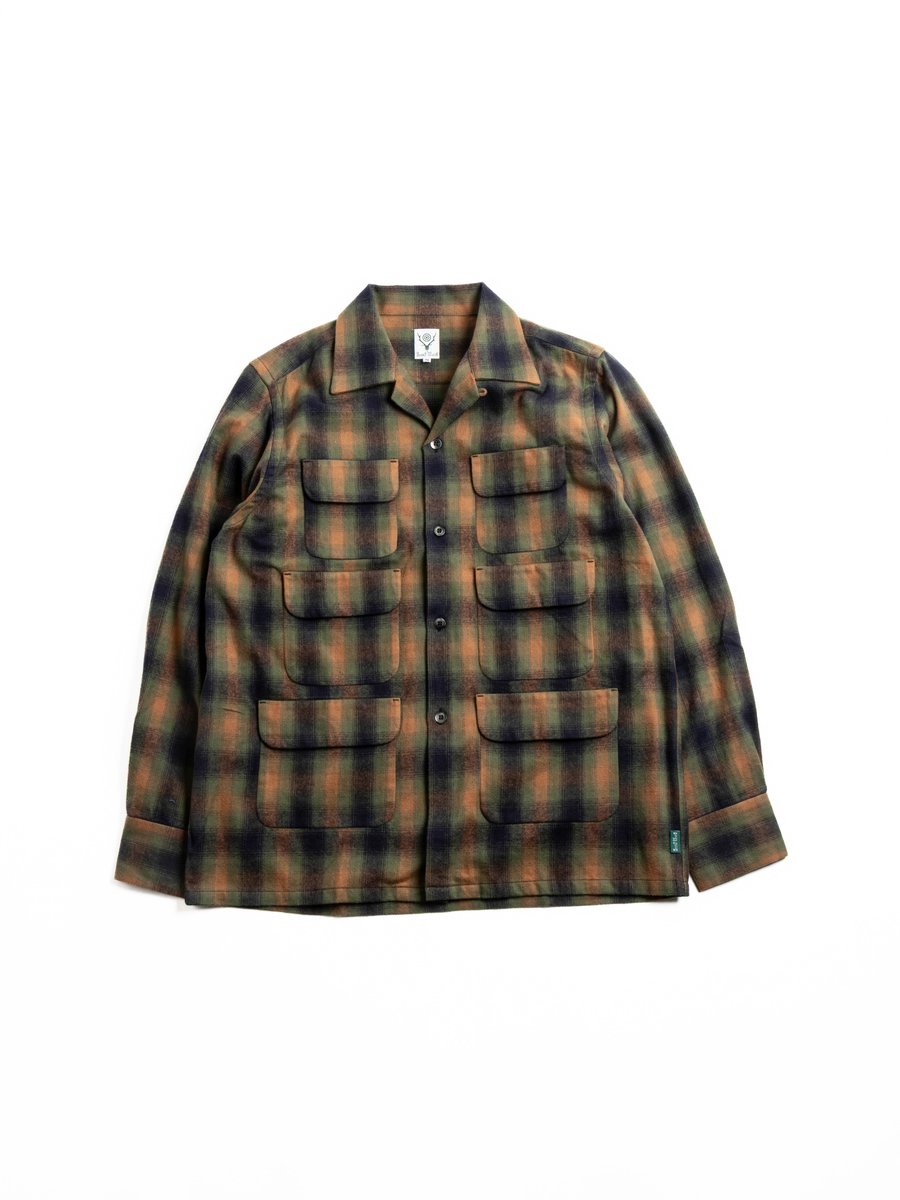 SOUTH2 WEST8 6 POCKET COTTON PLAID GREEN
