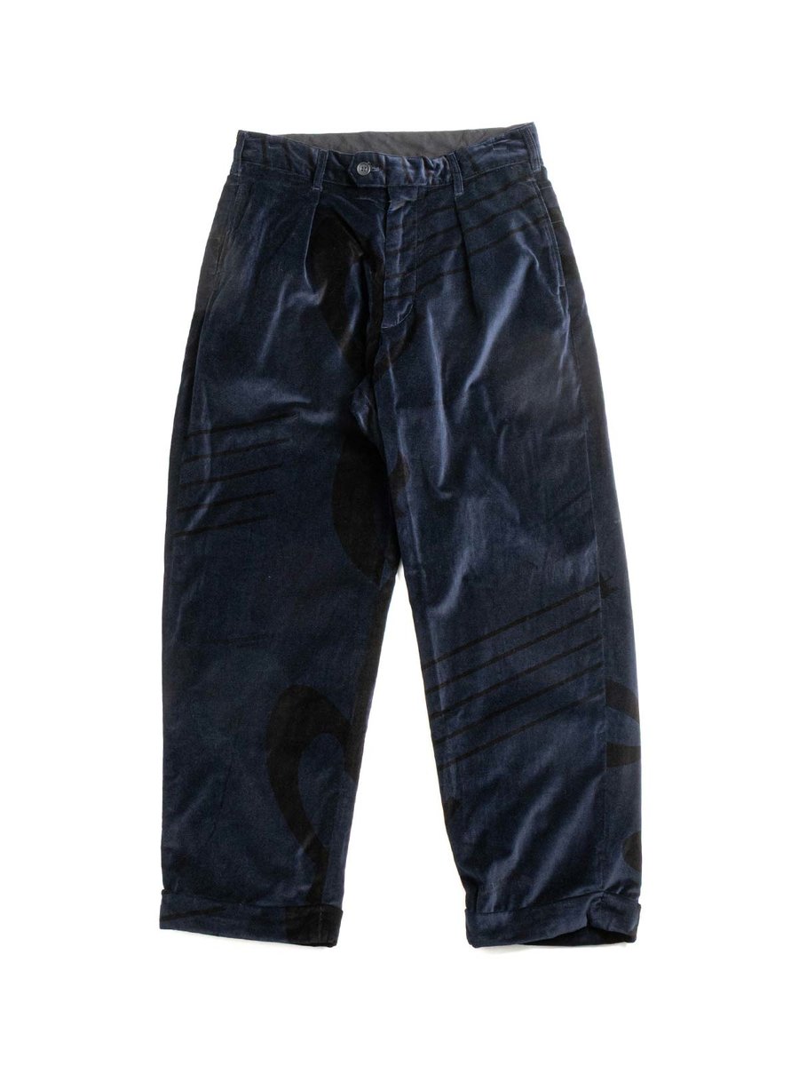 CARLYLE PANT NAVY COTTON PRINTED MUSIC NOTE VELVETEEN