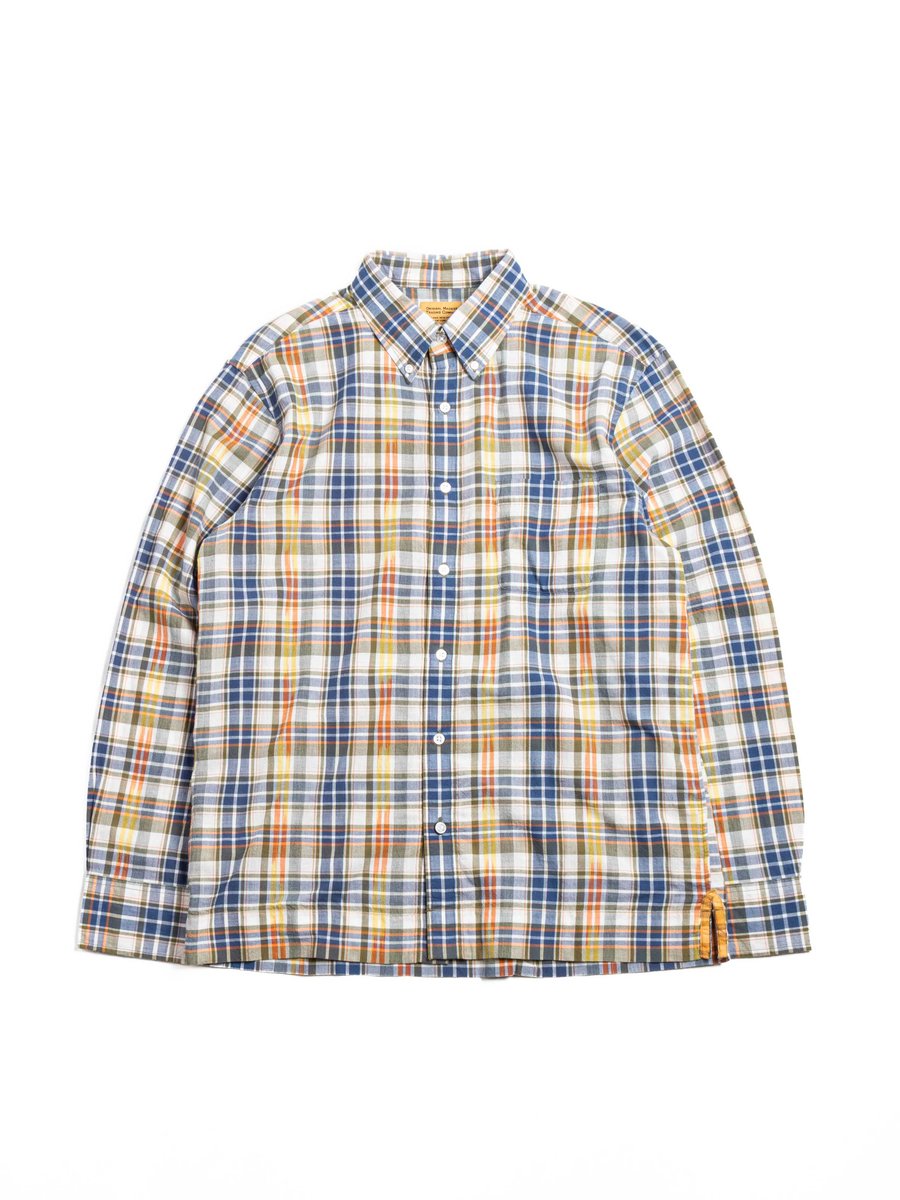 (OM45645.08) IKAT MADRAS B.D. SHIRT NAVY NATURAL