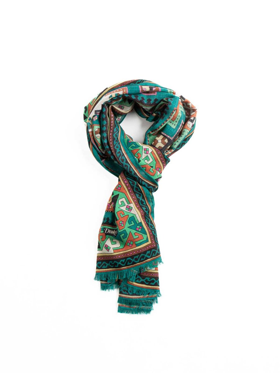 KELIM PRINTED SCARF TEAL