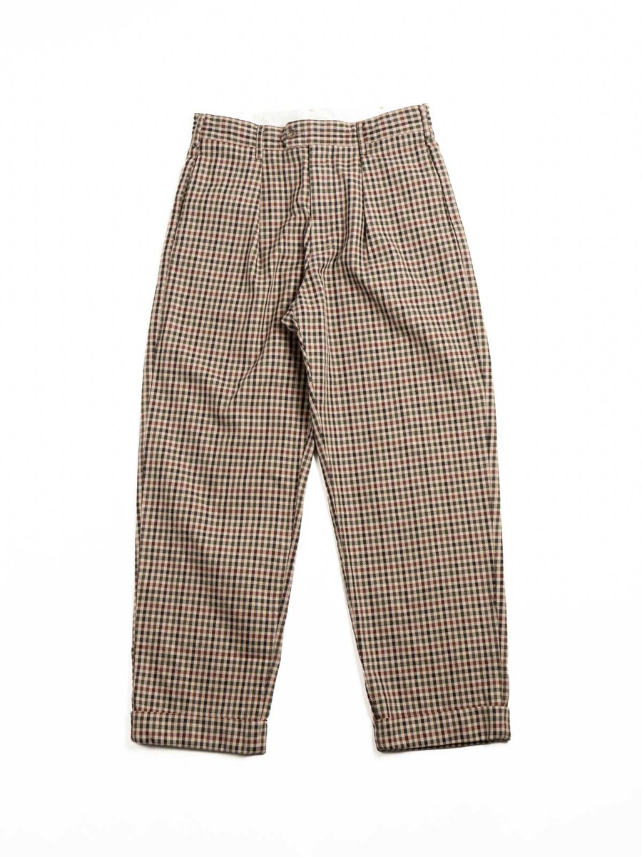 CARLYLE PANT / BROWN / OLIVE HEAVY GUN&ndash;CLUB CHECK