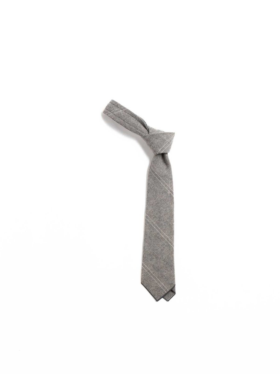 NECK TIE LT. GREY WOOL STRIPE HB
