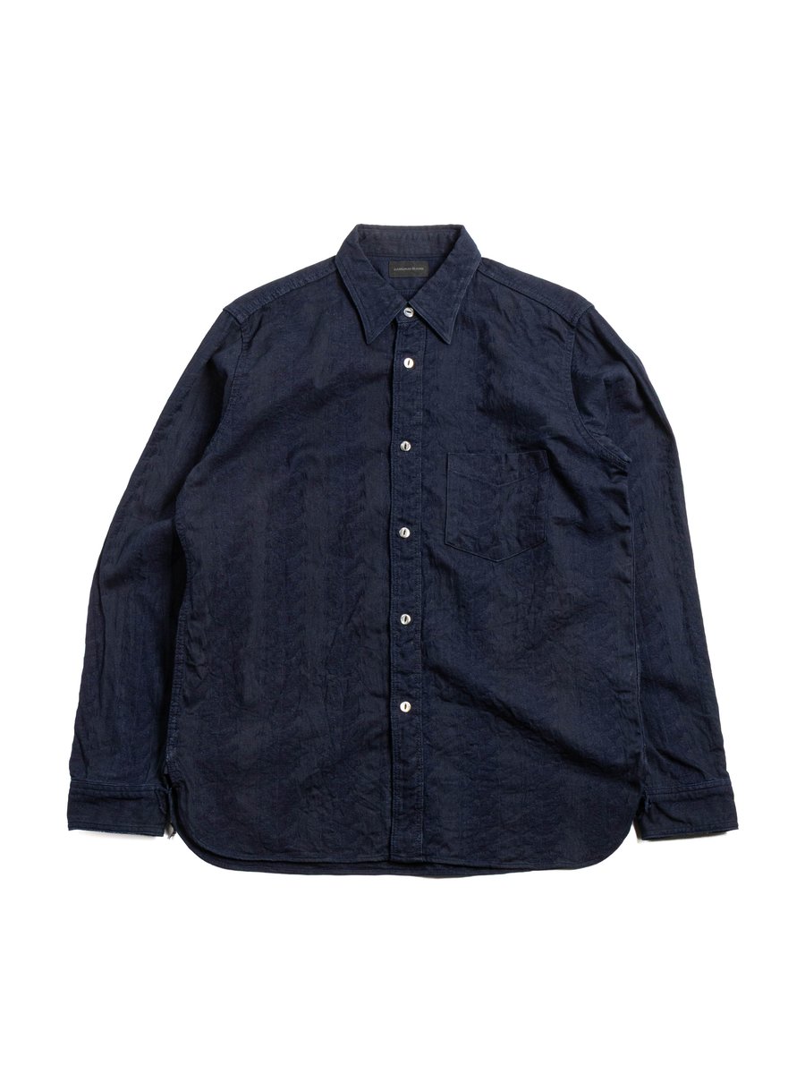 (SSS26&ndash;01W) SENGEN JACQUARD WORK SHIRT INDIGO