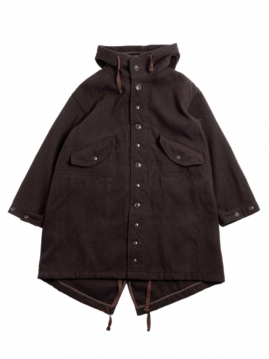 HIGHLAND PARKA DK. BROWN WOOL POLY HEAVY TWEED