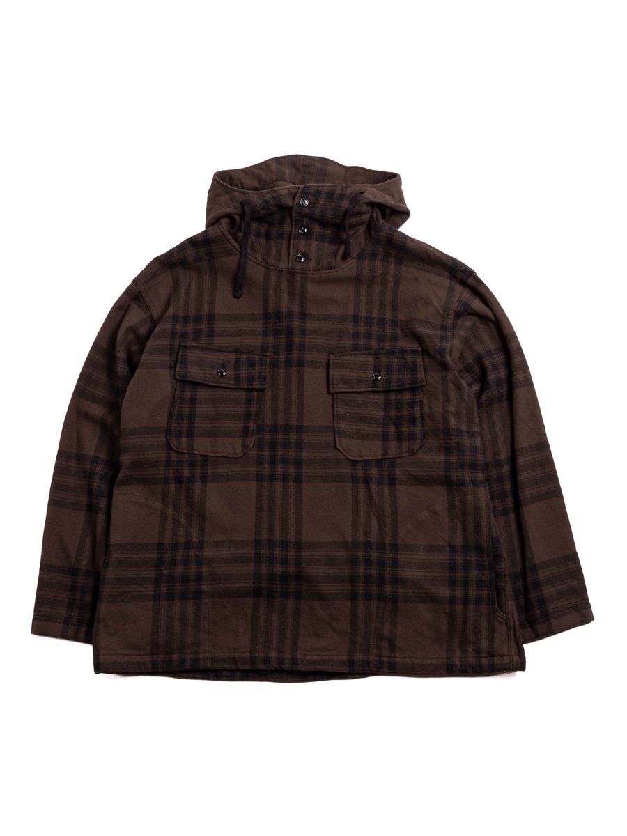 CAGOULE SHIRT BROWN / BLACK COTTON FLANNEL PLAID 