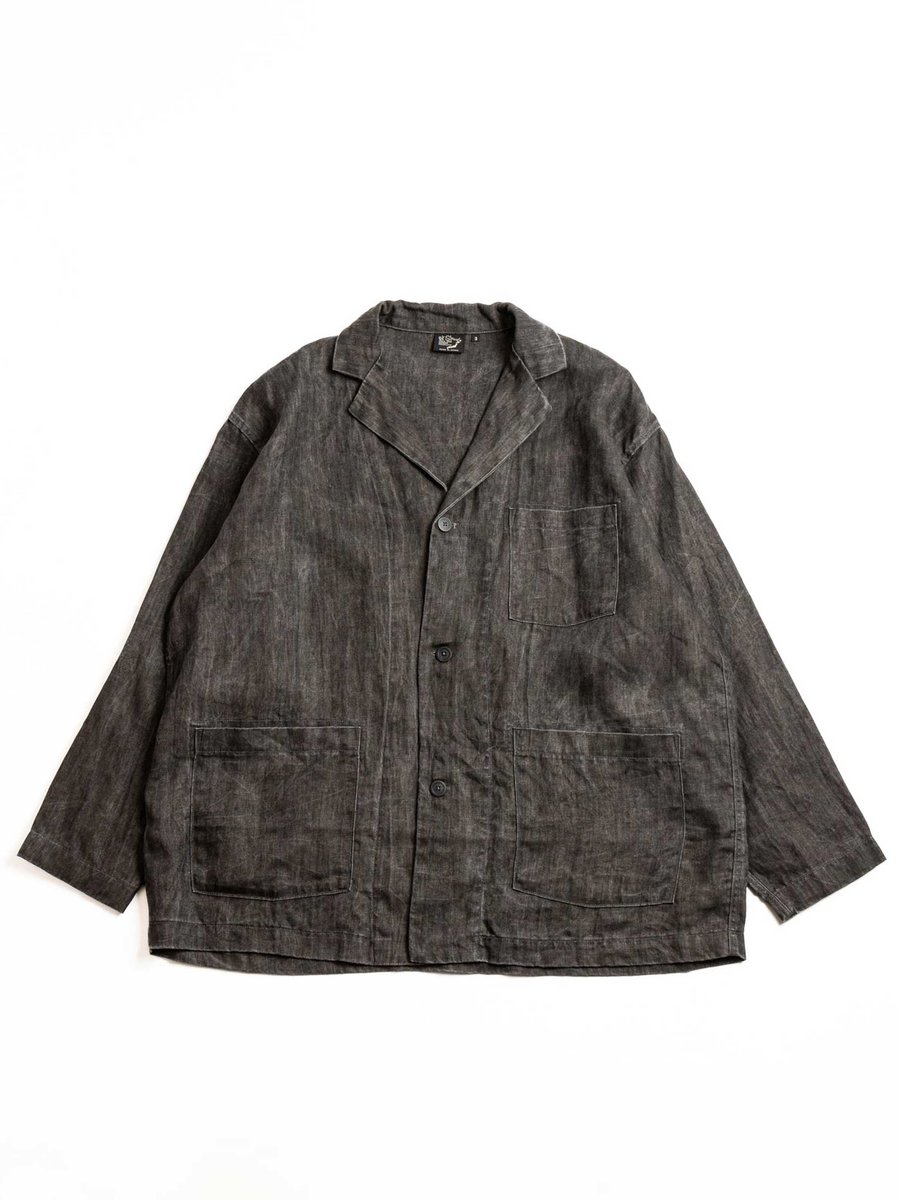 (LOT 6062) LINEN SIMPLE WORK JACKET SUMI BLACK