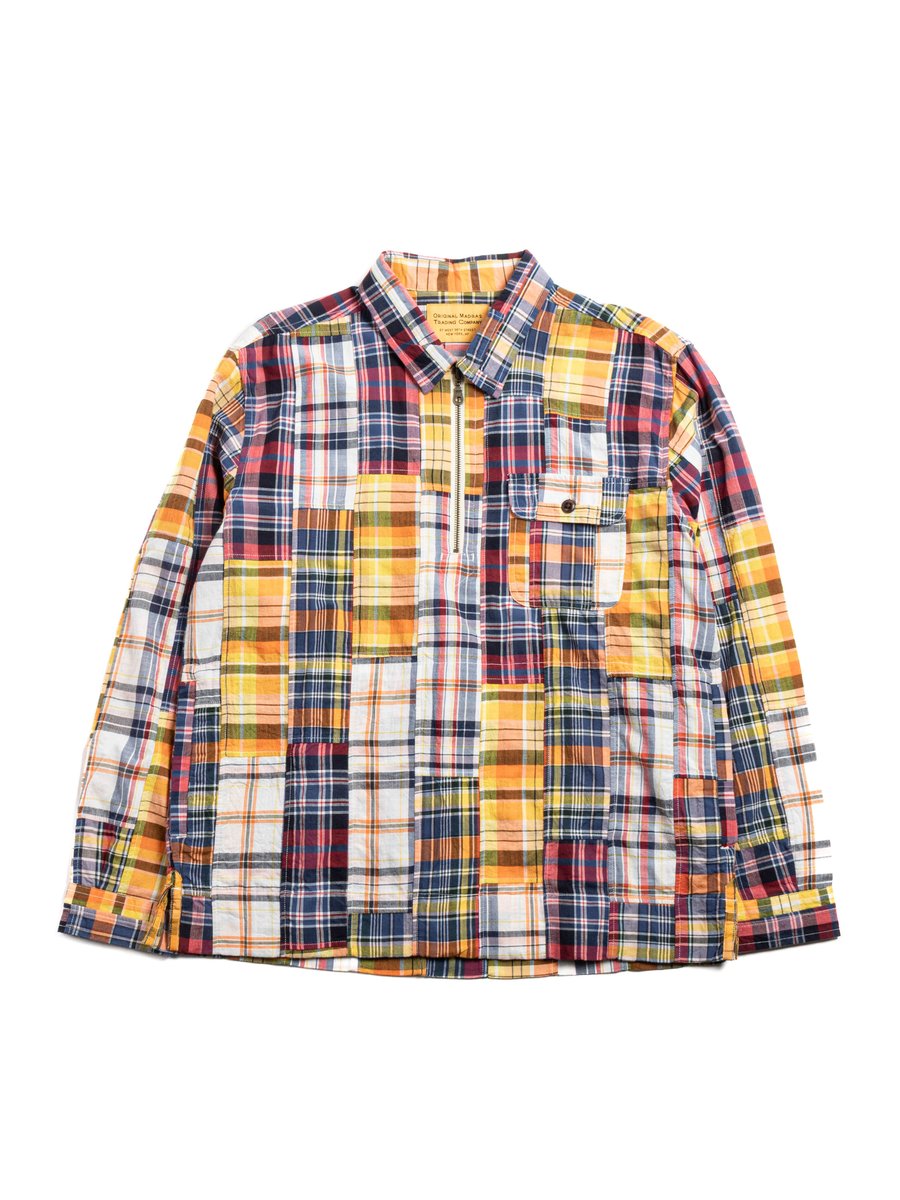 No180 COLLARED HALF ZIP LONG SLEEVE SHIRT PATCHWORK