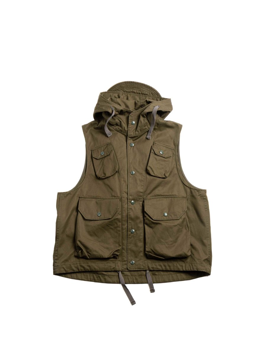 FIELD VEST DK. OLIVE COTTON VENTILE TWILL