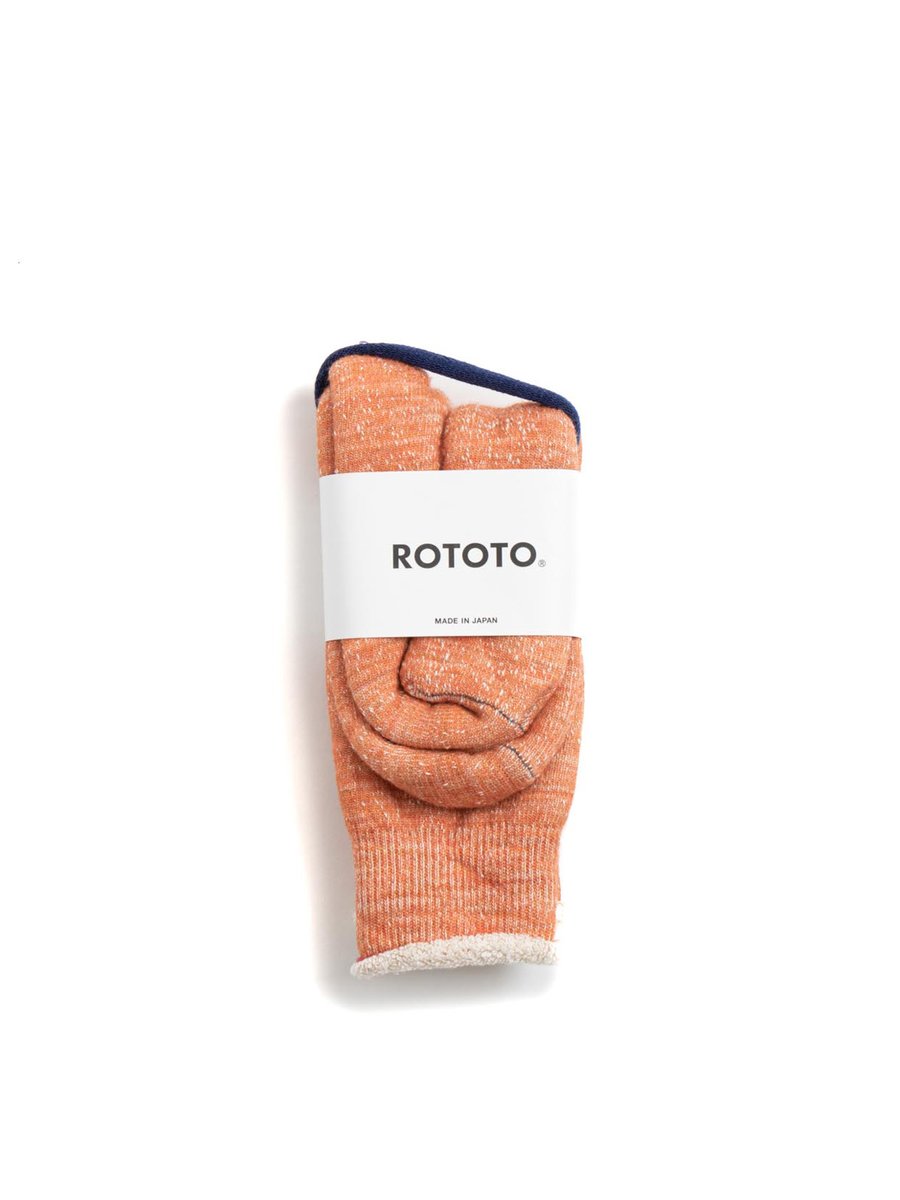 DOUBLE FACE CREW SOCKS MERINO WOOL & ORGANIC COTTON ORANGE