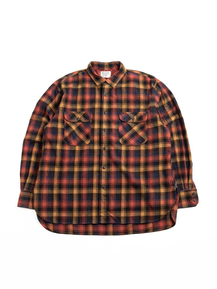 H.UNIT FLANNEL WORK SHIRT RED CHECK 