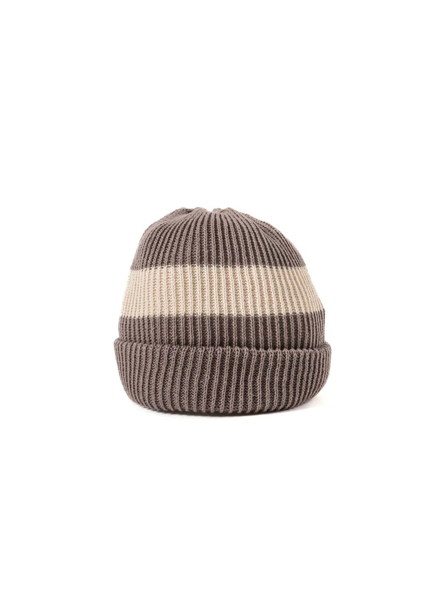 (R5164) COTTON FLUX STRIPED BEANIE MOCHA