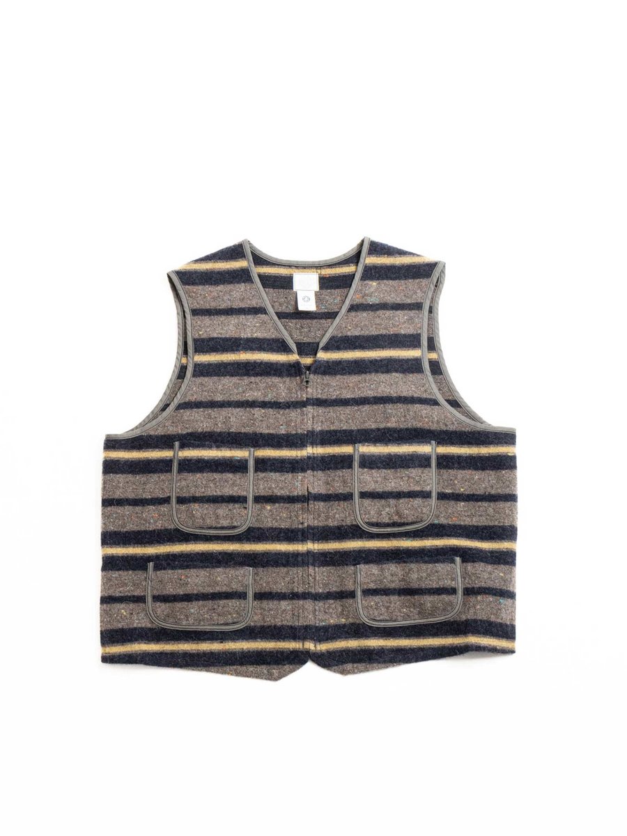 (1502–TWN) FLEECE VEST TRASHED WOOL NAVY STRIPE