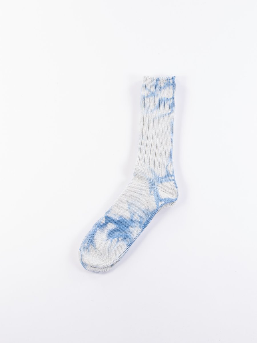 Blue Uneven Dye Crew Socks