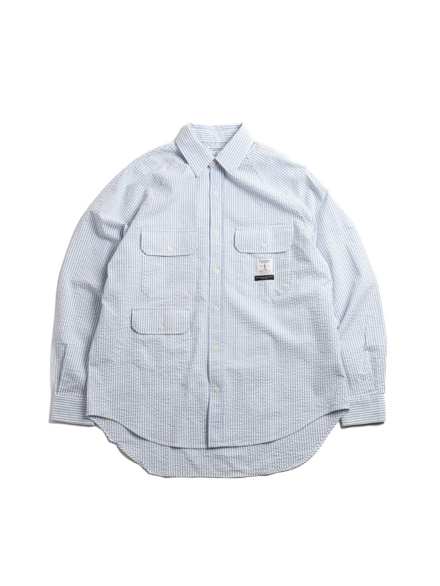 RAGLAN SHIRT SEERSUCKER WASHED OFF WHITE/SKY