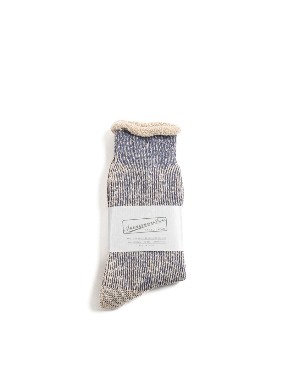 HEMP THICK PILE CREW NAVY MELANGE