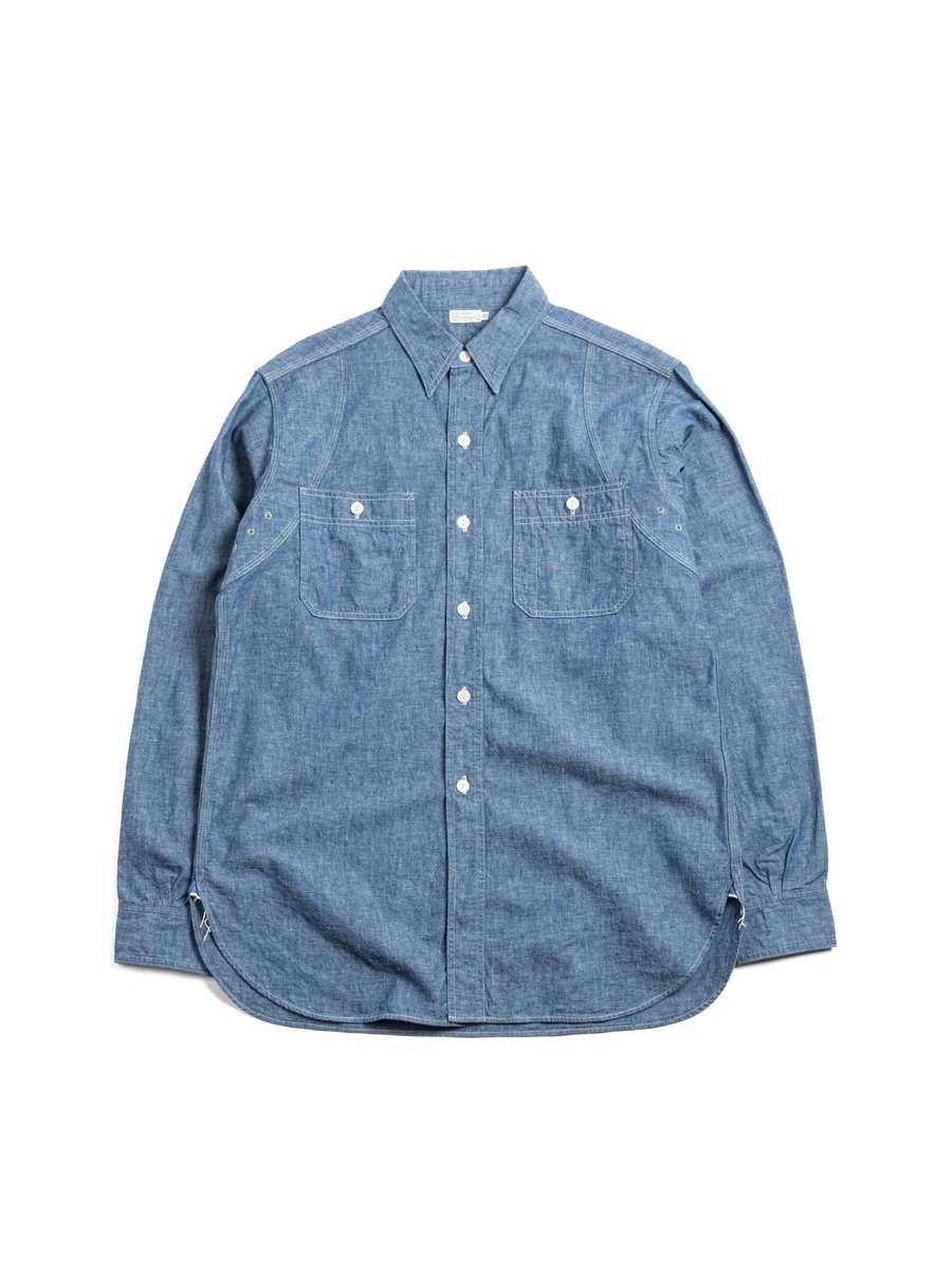 (LOT 3064 / DUCK DIGGER) VENTILATION TRIPLE STITCH CHAMBRAY SHIRTS SAX