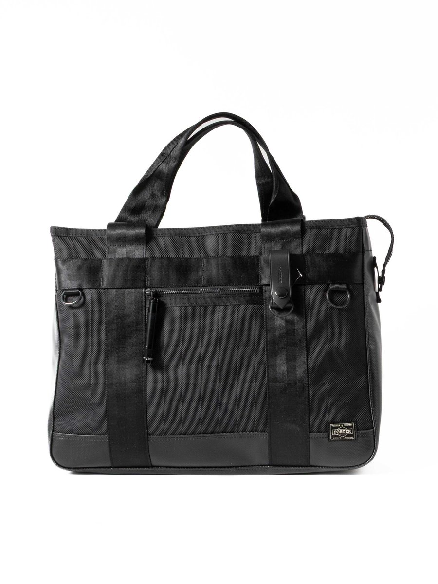 PORTER / HEAT SERIES TOTE BAG BLACK (ZIP)