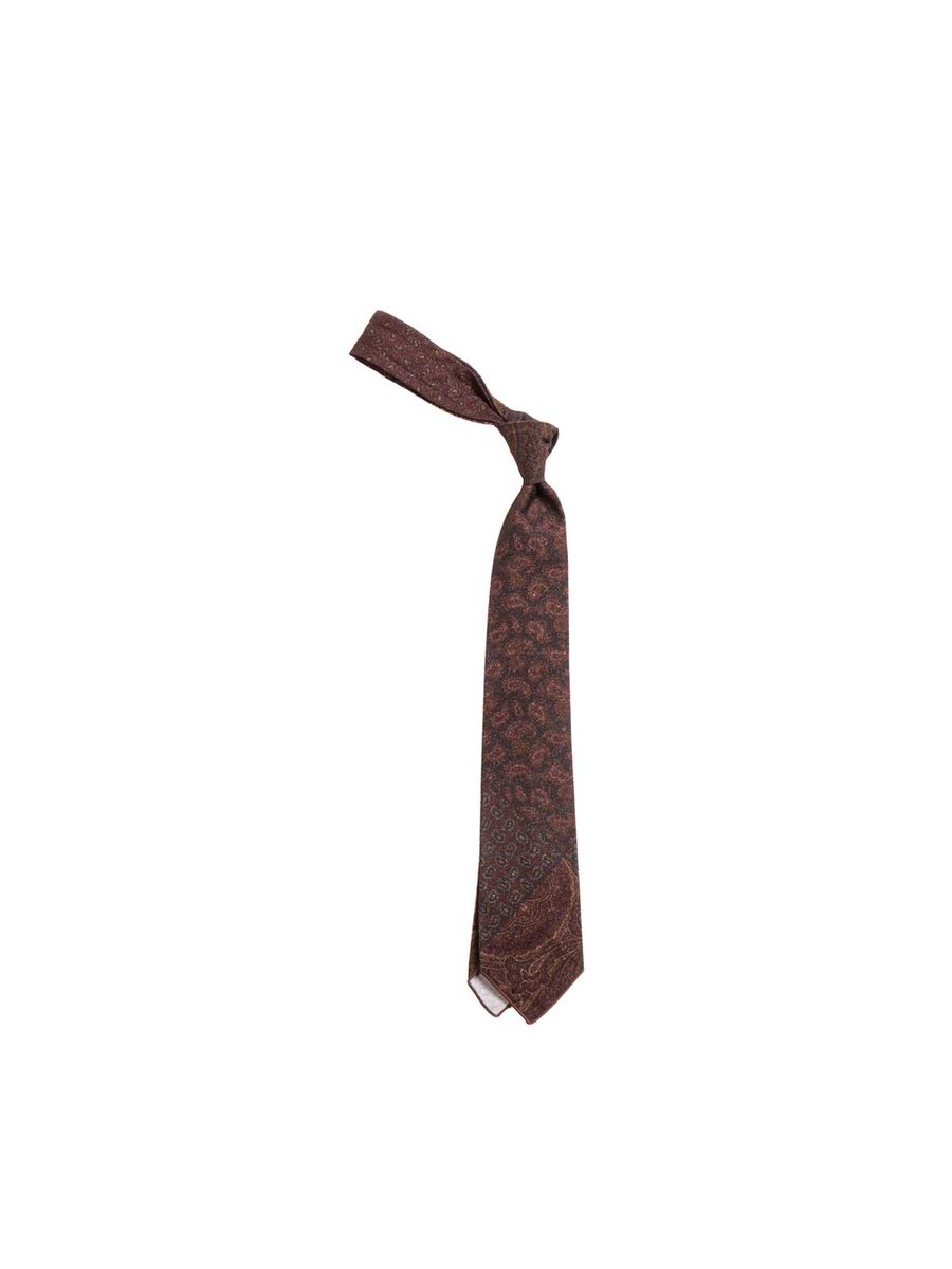 NECK TIE DK. BROWN COTTON PAISLEY PW PRINT