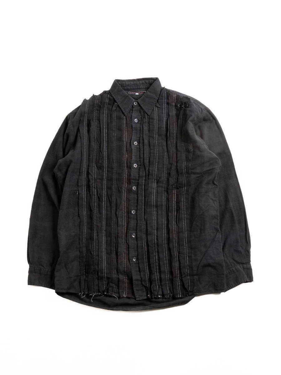REBUILD BY NEEDLES FLANNEL SHIRT RIBBON SHIRT OVERDYE BLACK