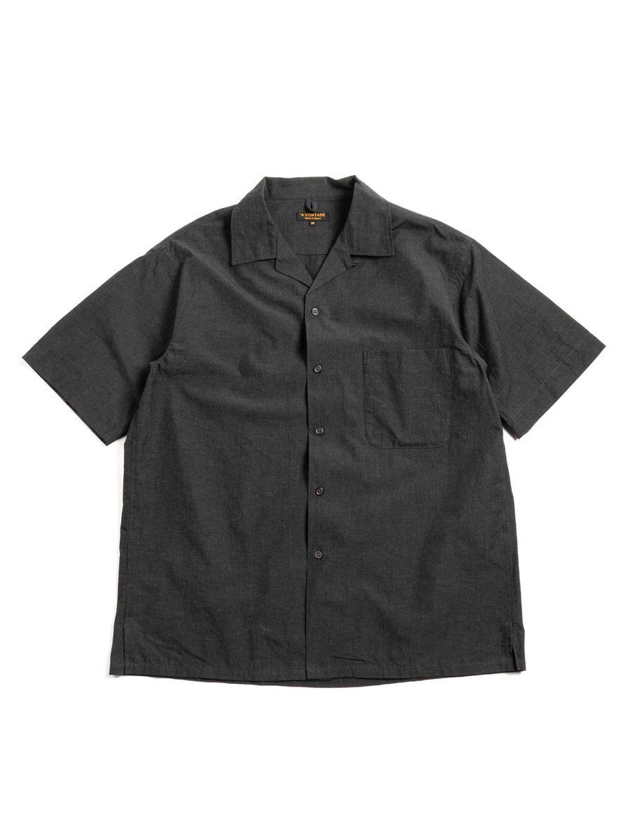 (VTD&ndash;0383&ndash;SH) OPEN COLLAR SS COTTON LINEN HARD TWIST WEATHER CLOTH CHARCOAL