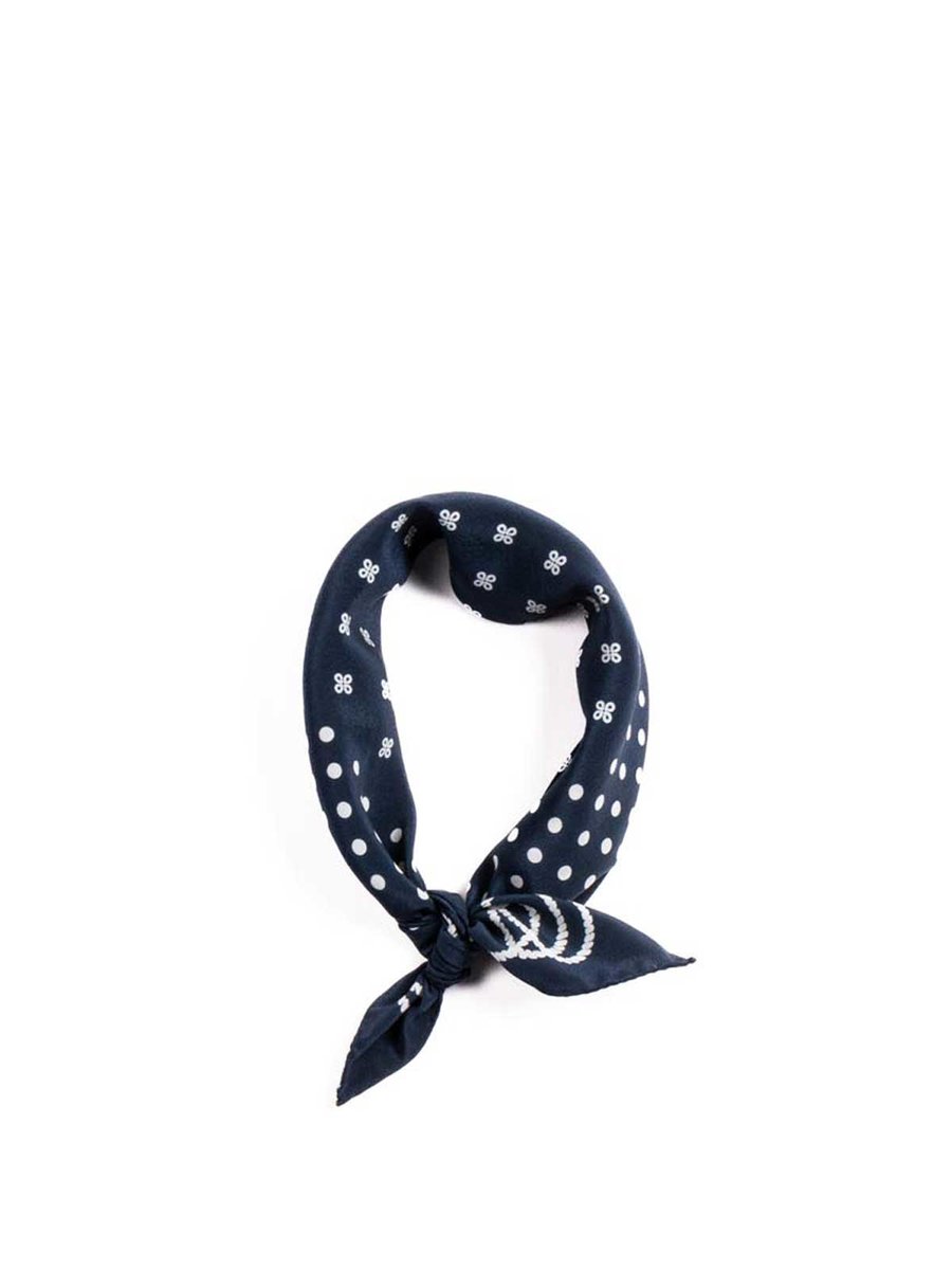 NAVY ROPE BORDER PRINT SILK BANDANA