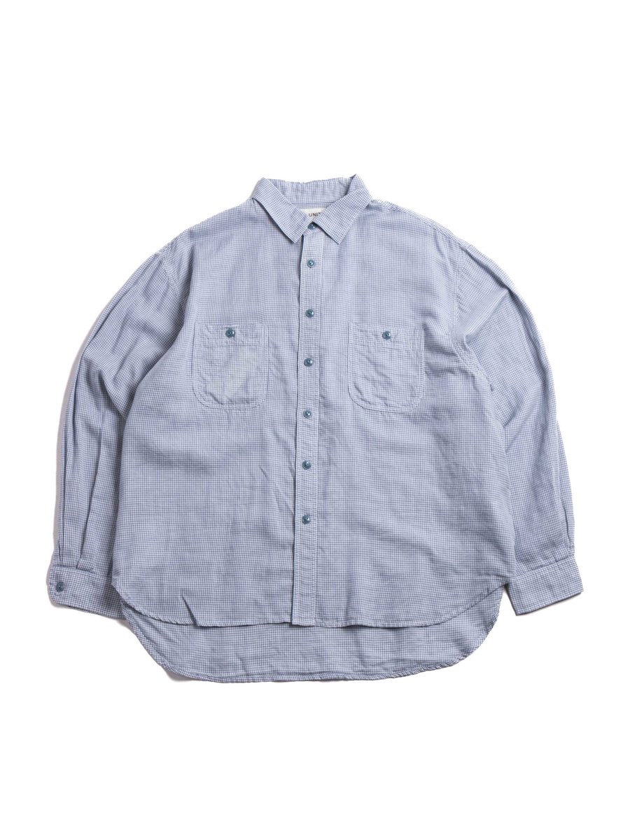 (H&ndash;SH065) DOUBLE CLOTH SMALL CHECK WORK SHIRT WHITE