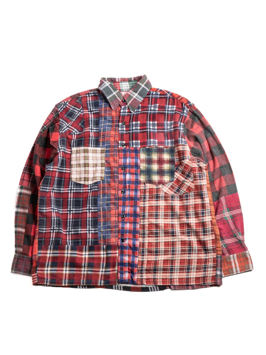 REBUILD BY NEEDLES FLANNEL STRAIGHT HEM SHIRT (D)