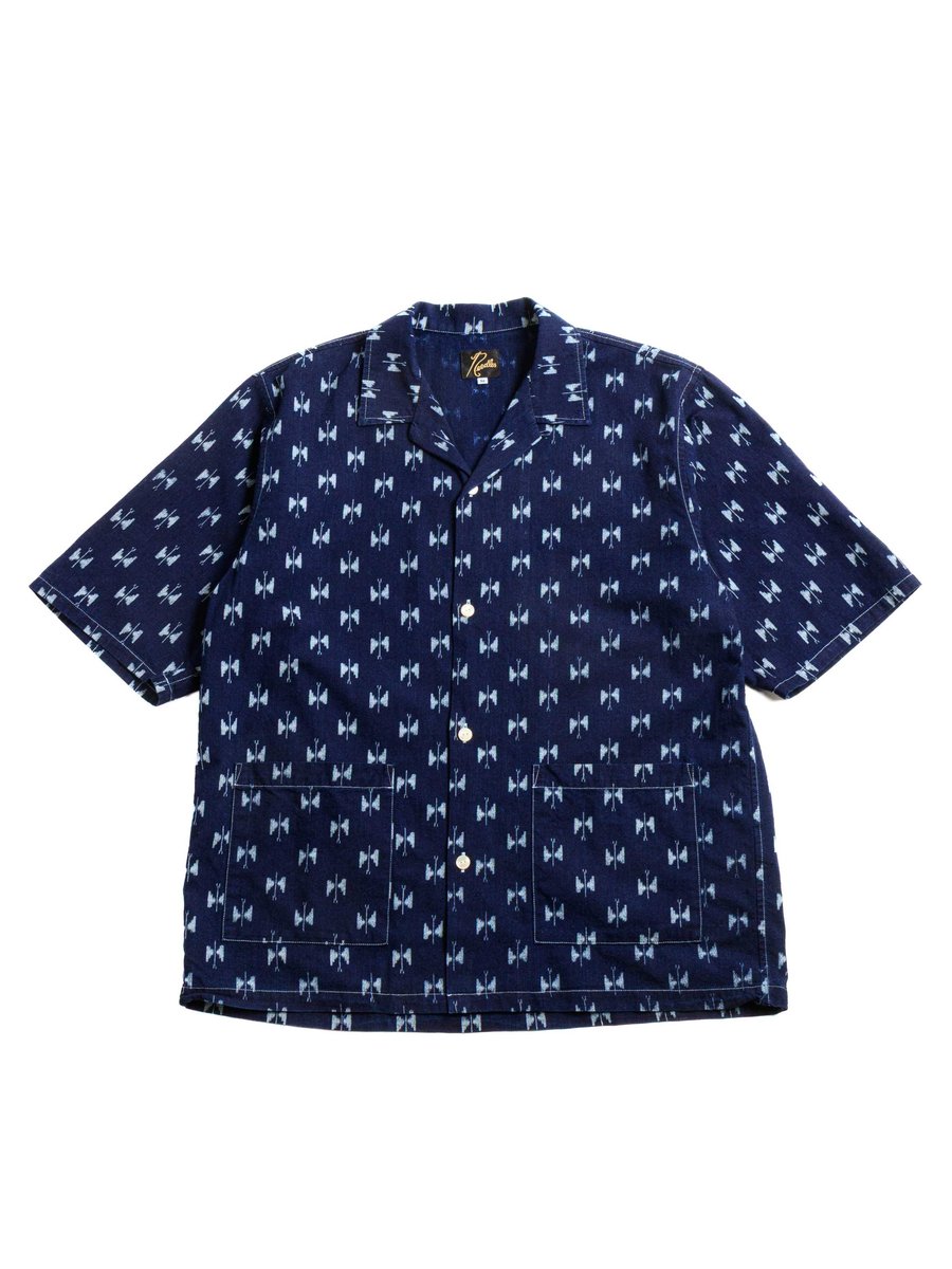 NEEDLES CABANA SHIRT 6oz PRINTED INDIGO KASURI