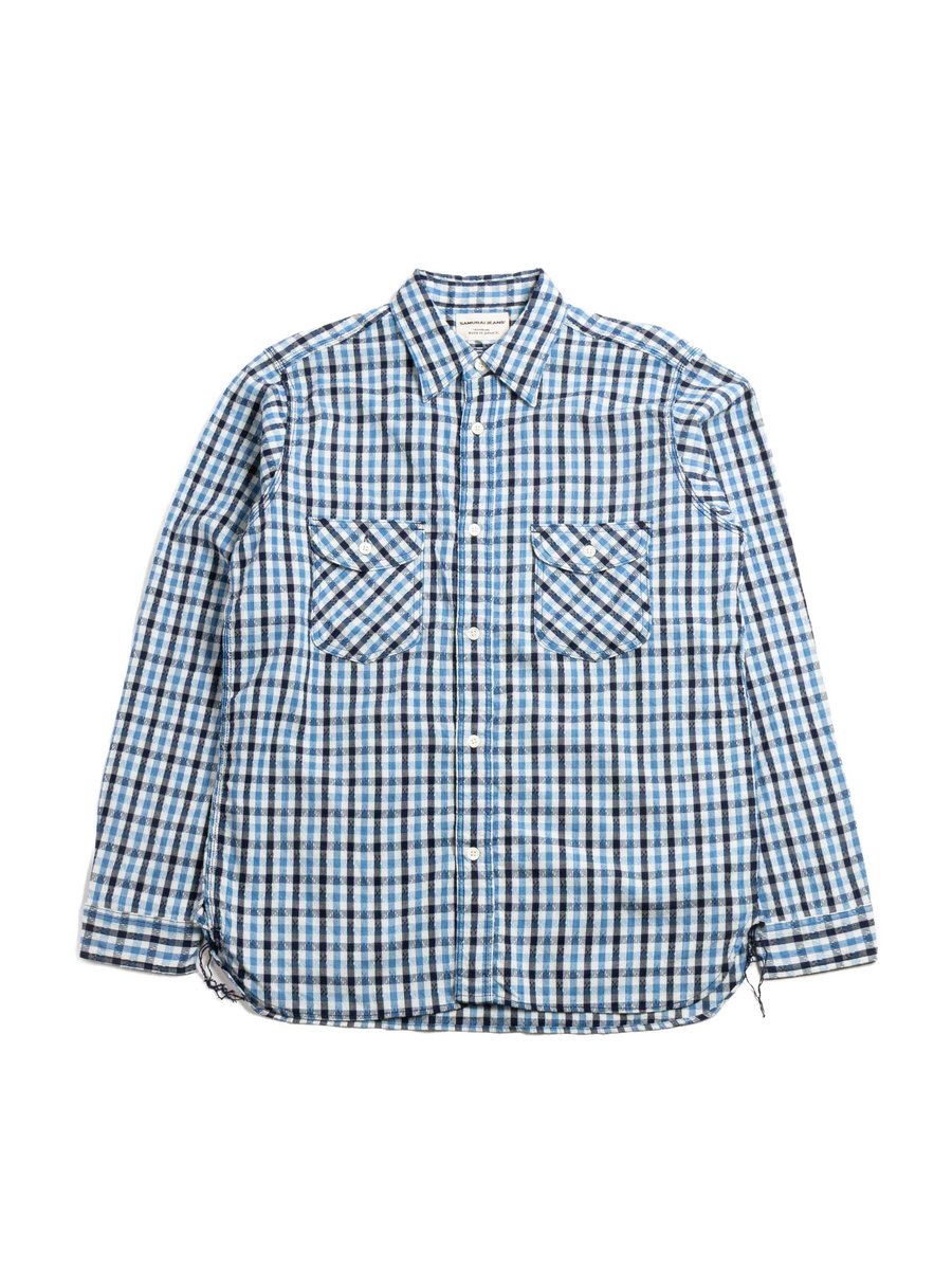 SSS25W–CS NATURAL INDIGO SASHIKO GINGHAM CHECK WORK SHIRT
