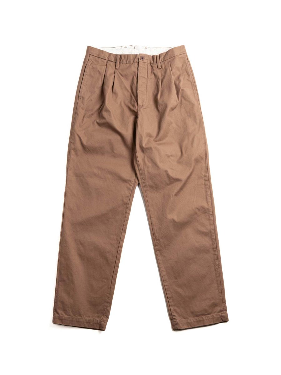 (SV–PT–005) CHINO 2–TUCK TROUSERS BROWN