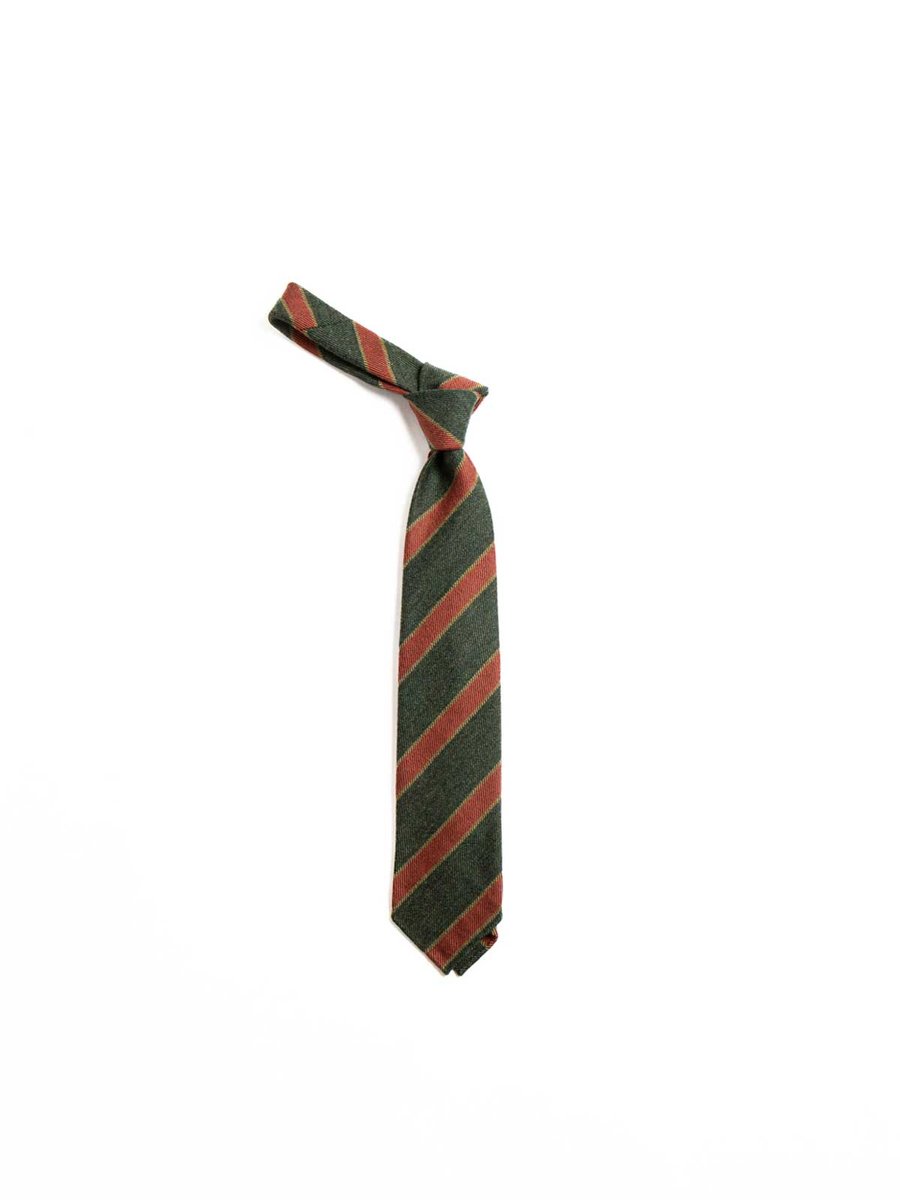 THICK STRIPE WOOL TIE – GREEN/YELLOW/RED
