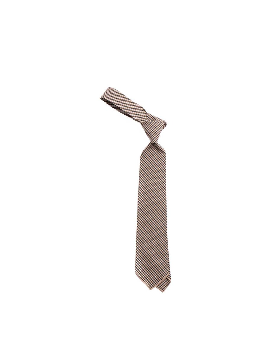 NECK TIE BLACK BROWN COTTON SMALL CHECK