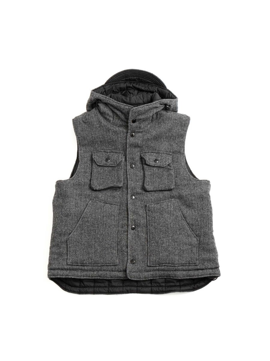 FIELD VEST GREY POLY WOOL HERRINGBONE