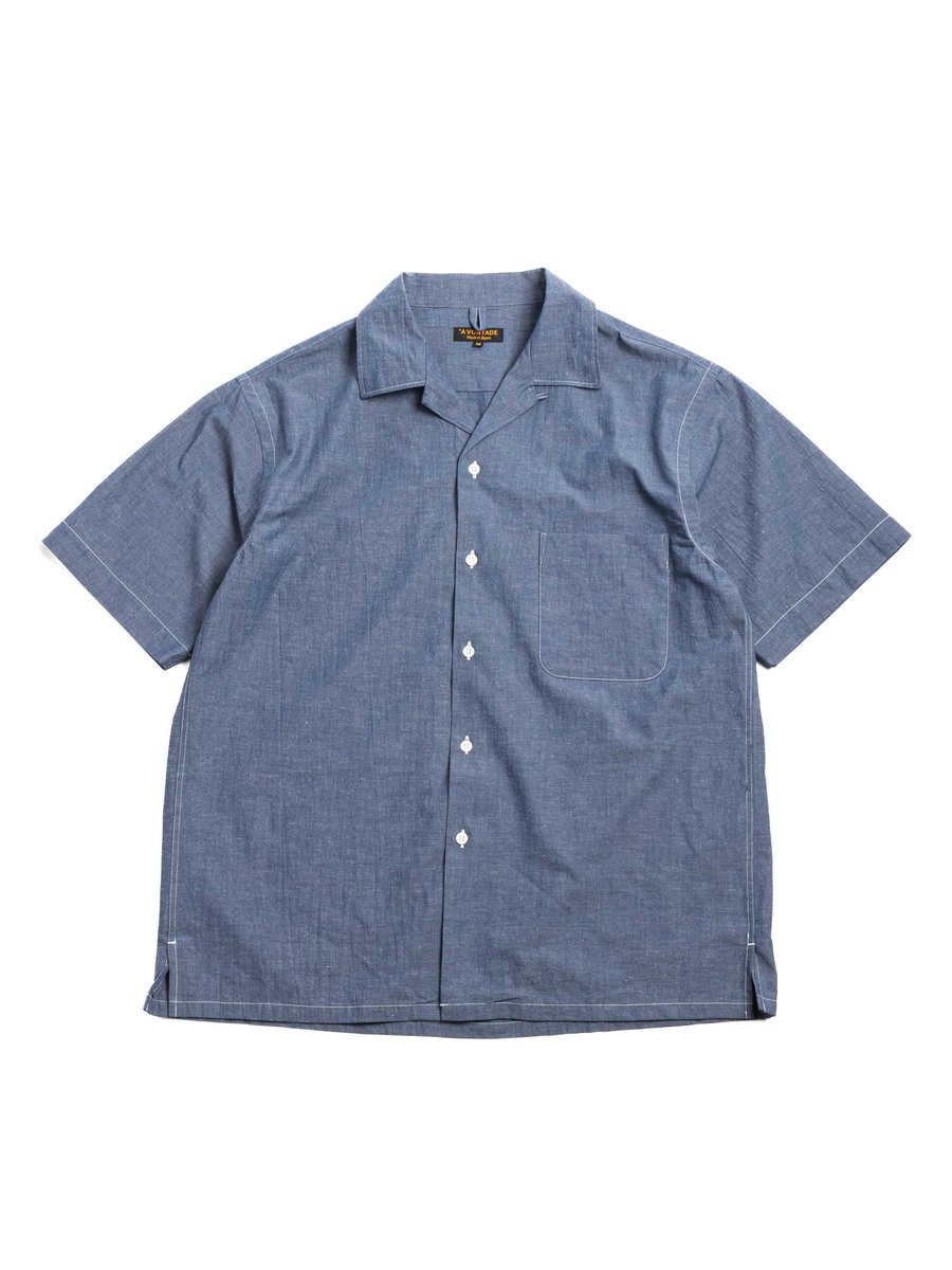 (VTD&ndash;0383&ndash;SH) OPEN COLLAR SS COTTON LINEN HARD TWIST WEATHER CLOTH BLUE