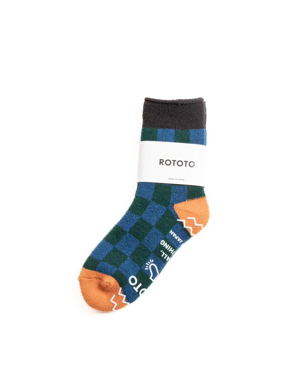 PILE ROOM SOCK CHECKERBOARD CHARCOAL/L.ORANGE