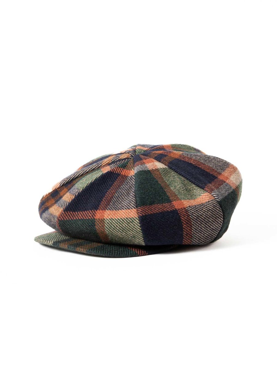 NEWSBOY CAP NAVY/ BROWN HEAVY WOOL PLAID