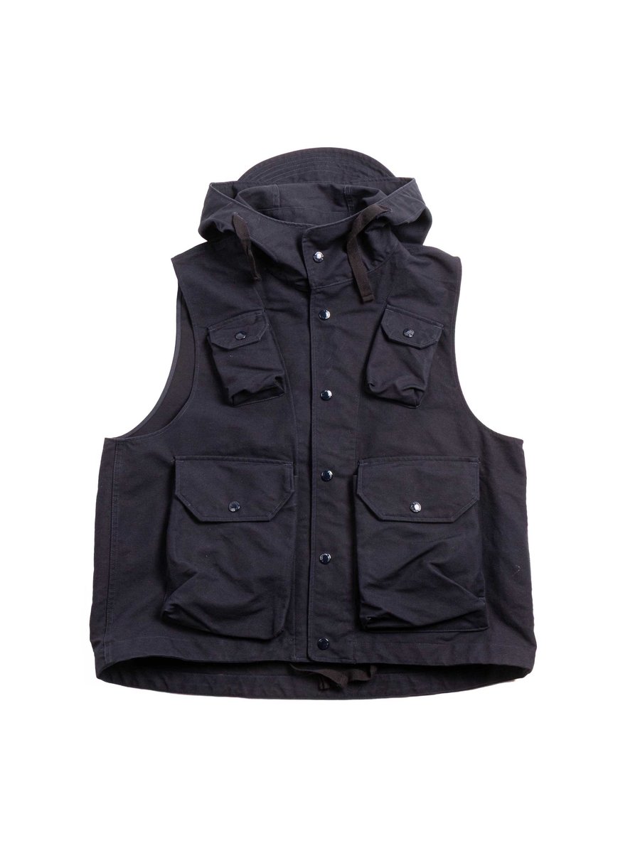 FIELD VEST NAVY COTTON DOUBLE CLOTH